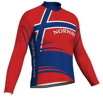Customized Norway Men's Winter Thermal Fleece Cycling Jersey Long Sleeve