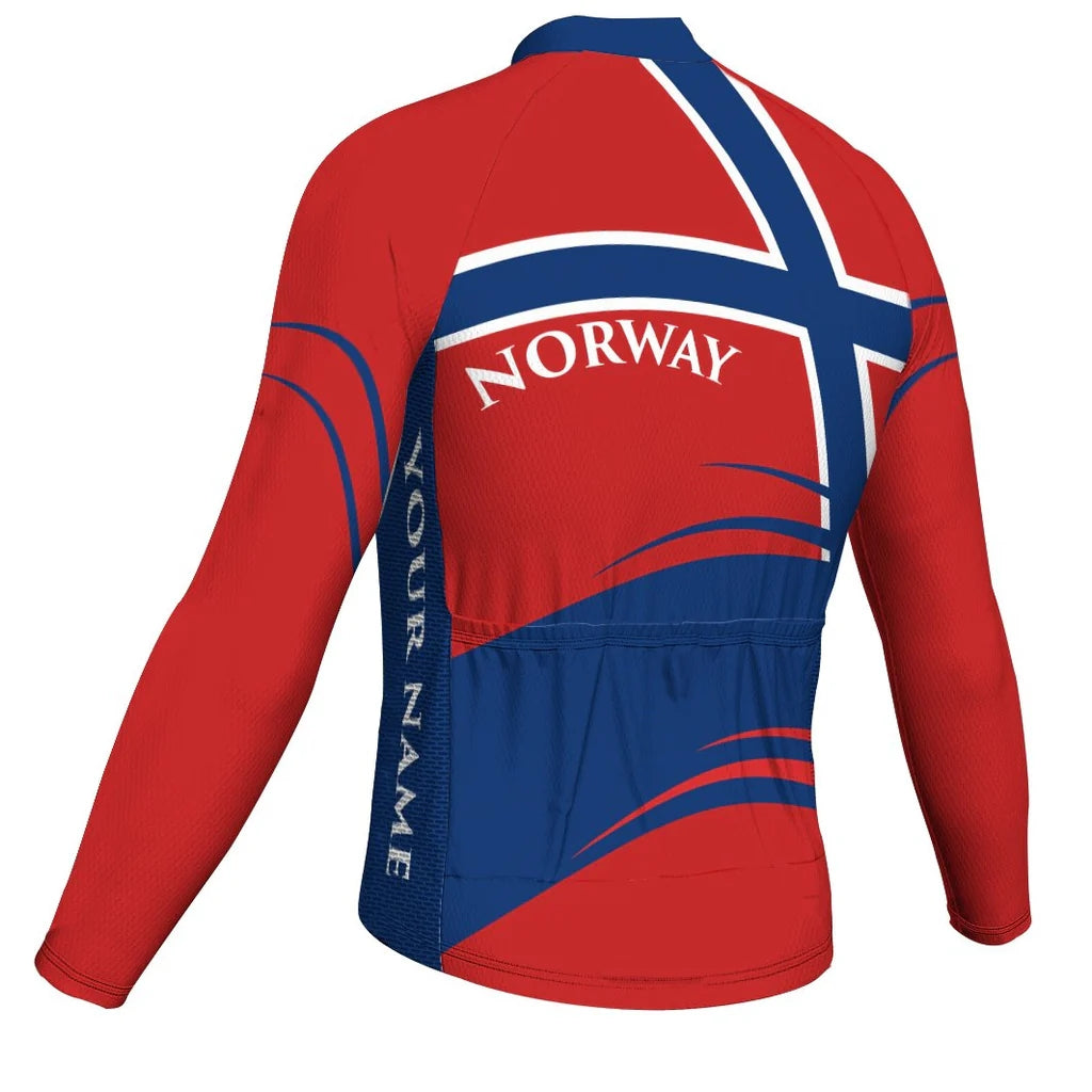 Customized Norway Men's Winter Thermal Fleece Cycling Jersey Long Sleeve
