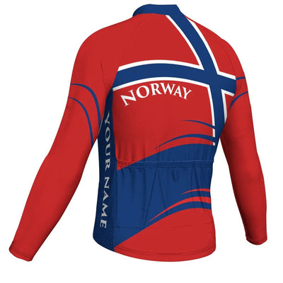 Customized Norway Men's Winter Thermal Fleece Cycling Jersey Long Sleeve