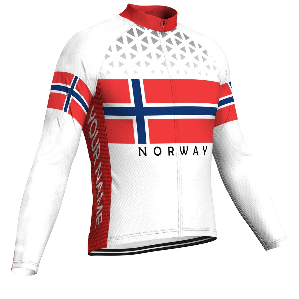 Customized Norway Men's Winter Thermal Fleece Cycling Jersey Long Sleeve