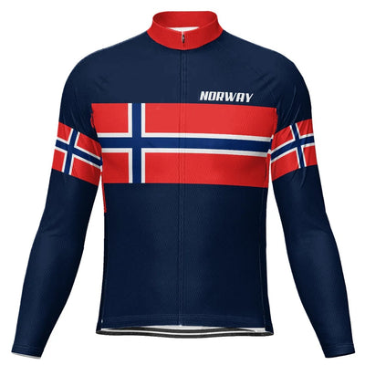 Customized Norway Men's Winter Thermal Fleece Cycling Jersey Long Sleeve