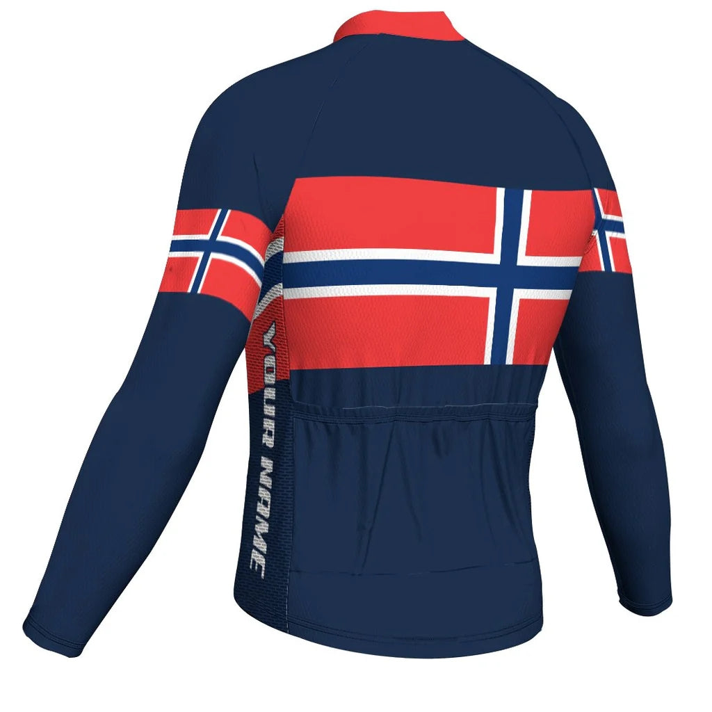 Customized Norway Men's Winter Thermal Fleece Cycling Jersey Long Sleeve