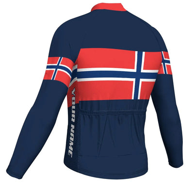 Customized Norway Men's Winter Thermal Fleece Cycling Jersey Long Sleeve