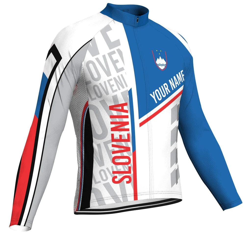 Customized Slovenia Men's Winter Thermal Fleece Cycling Jersey Long Sleeve