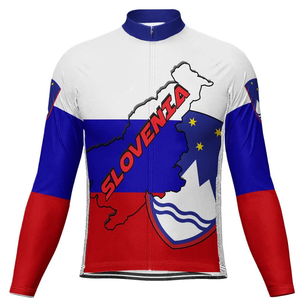 Customized Slovenia Men's Winter Thermal Fleece Cycling Jersey Long Sleeve