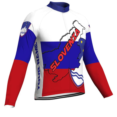 Customized Slovenia Men's Winter Thermal Fleece Cycling Jersey Long Sleeve