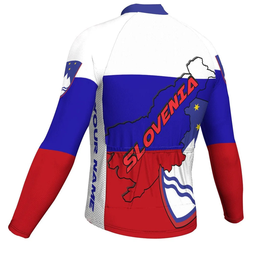 Customized Slovenia Men's Winter Thermal Fleece Cycling Jersey Long Sleeve