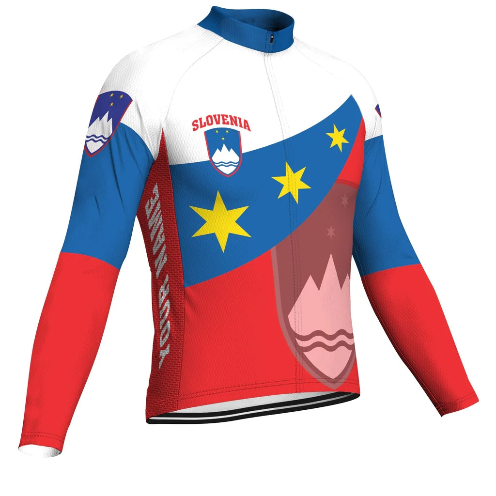 Customized Slovenia Men's Winter Thermal Fleece Cycling Jersey Long Sleeve