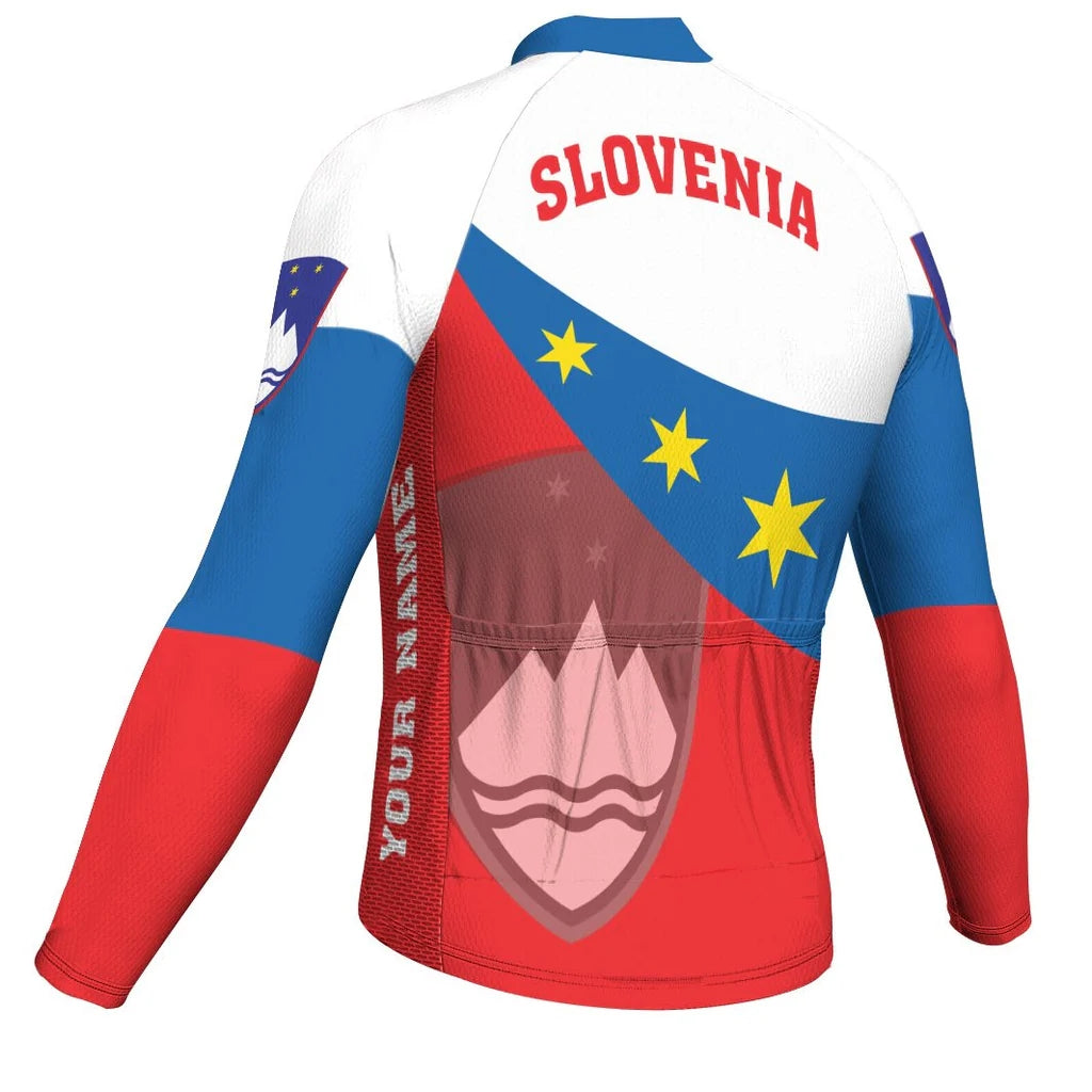 Customized Slovenia Men's Winter Thermal Fleece Cycling Jersey Long Sleeve