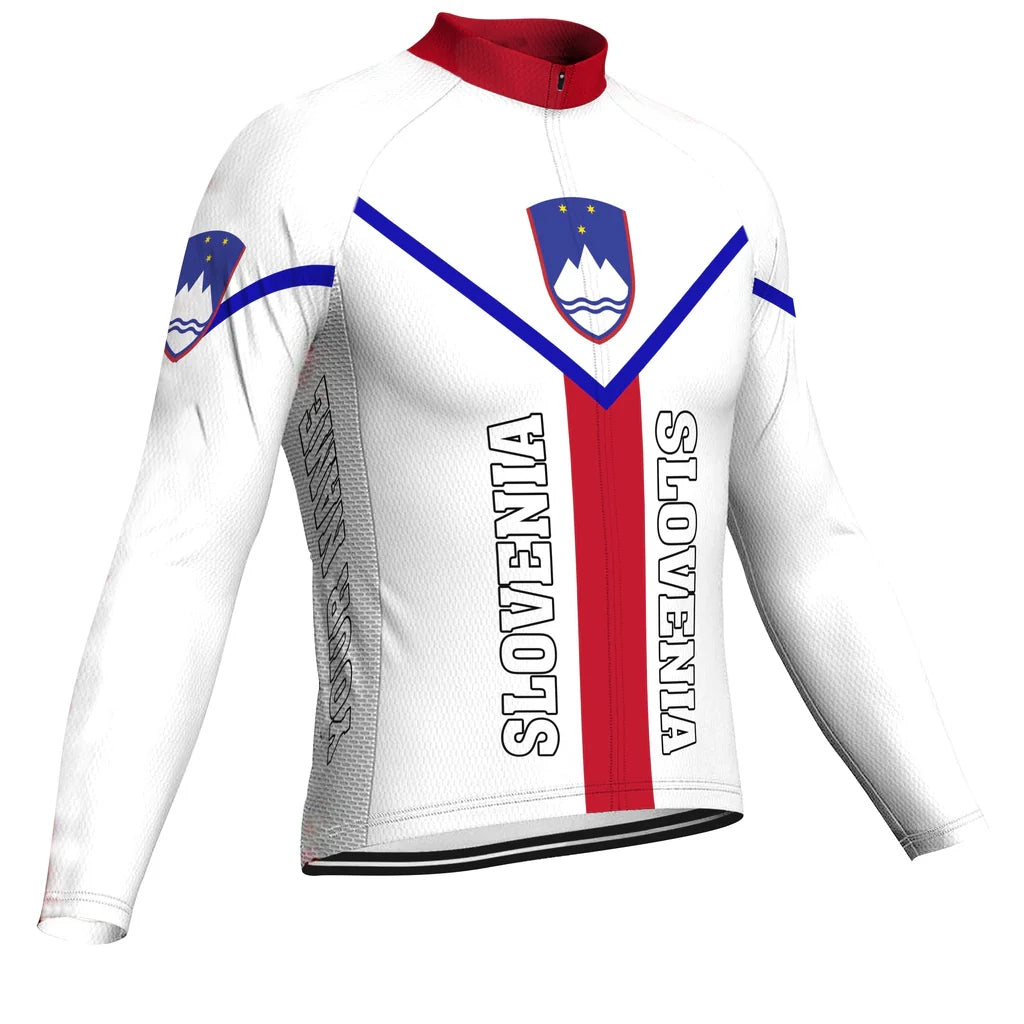Customized Slovenia Men's Winter Thermal Fleece Cycling Jersey Long Sleeve