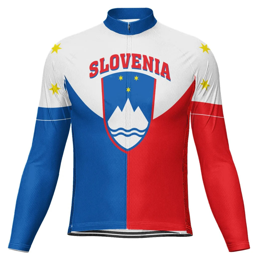 Customized Slovenia Men's Winter Thermal Fleece Cycling Jersey Long Sleeve