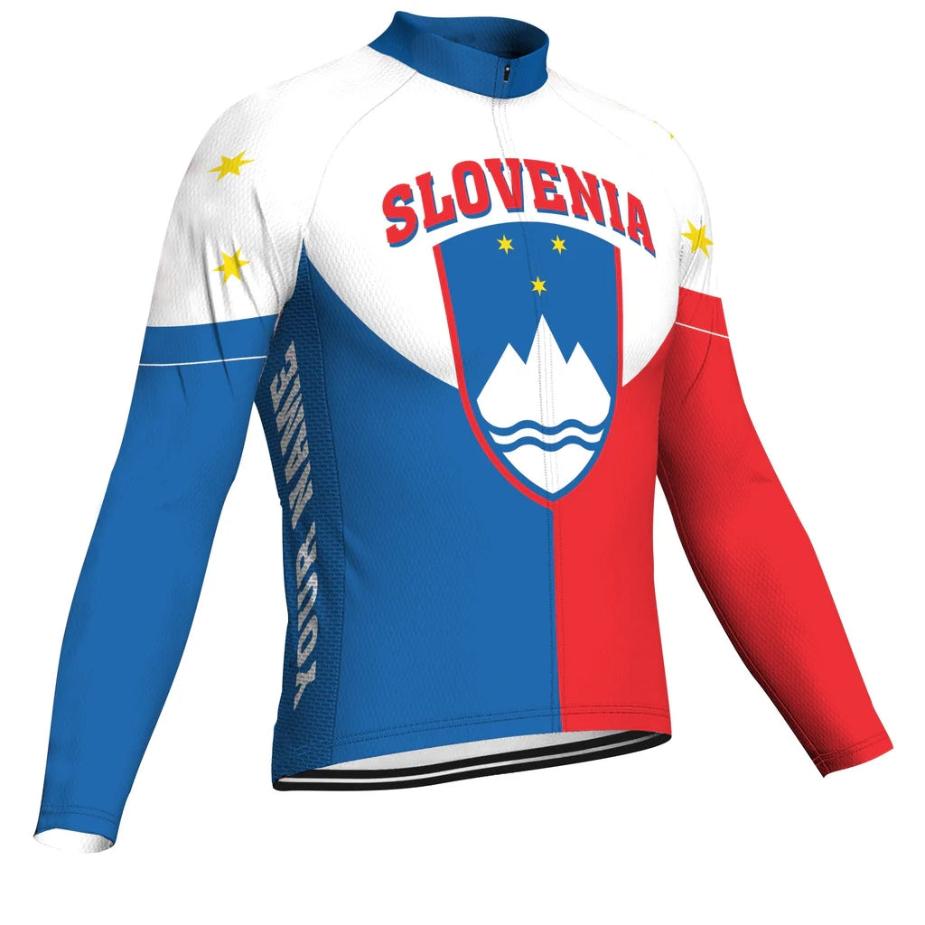 Customized Slovenia Men's Winter Thermal Fleece Cycling Jersey Long Sleeve