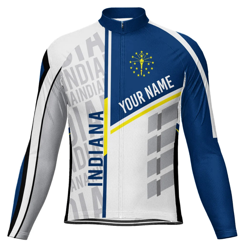 Customized Indiana Men's Winter Thermal Fleece Cycling Jersey Long Sleeve