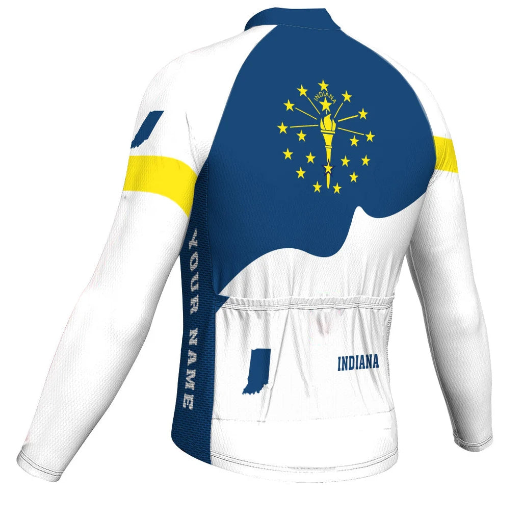 Customized Indiana Men's Winter Thermal Fleece Cycling Jersey Long Sleeve