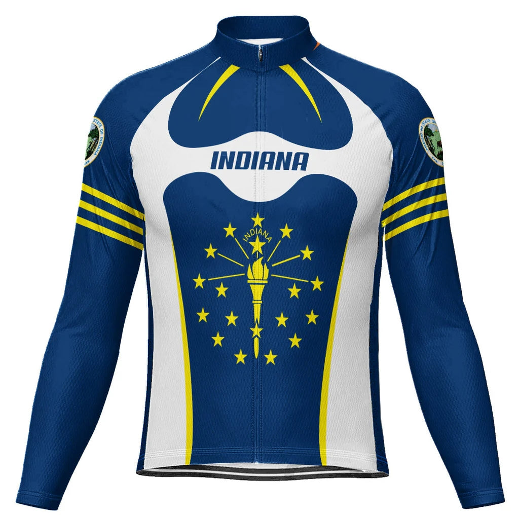 Customized Indiana Men's Winter Thermal Fleece Cycling Jersey Long Sleeve
