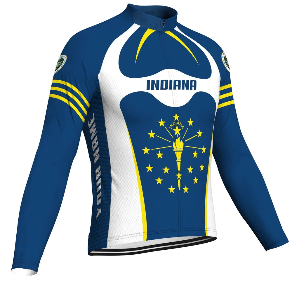 Customized Indiana Men's Winter Thermal Fleece Cycling Jersey Long Sleeve