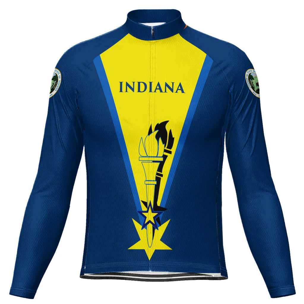 Customized Indiana Men's Winter Thermal Fleece Cycling Jersey Long Sleeve