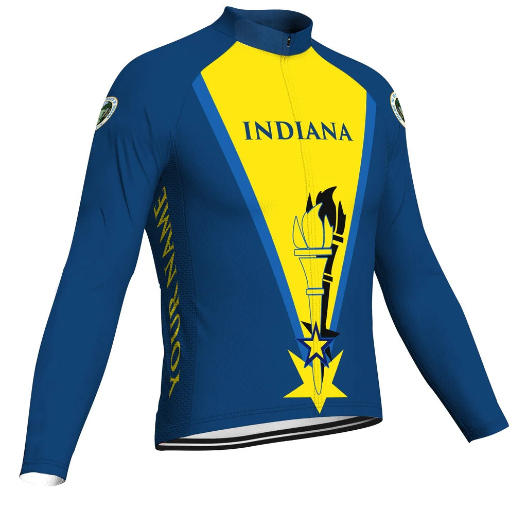 Customized Indiana Men's Winter Thermal Fleece Cycling Jersey Long Sleeve