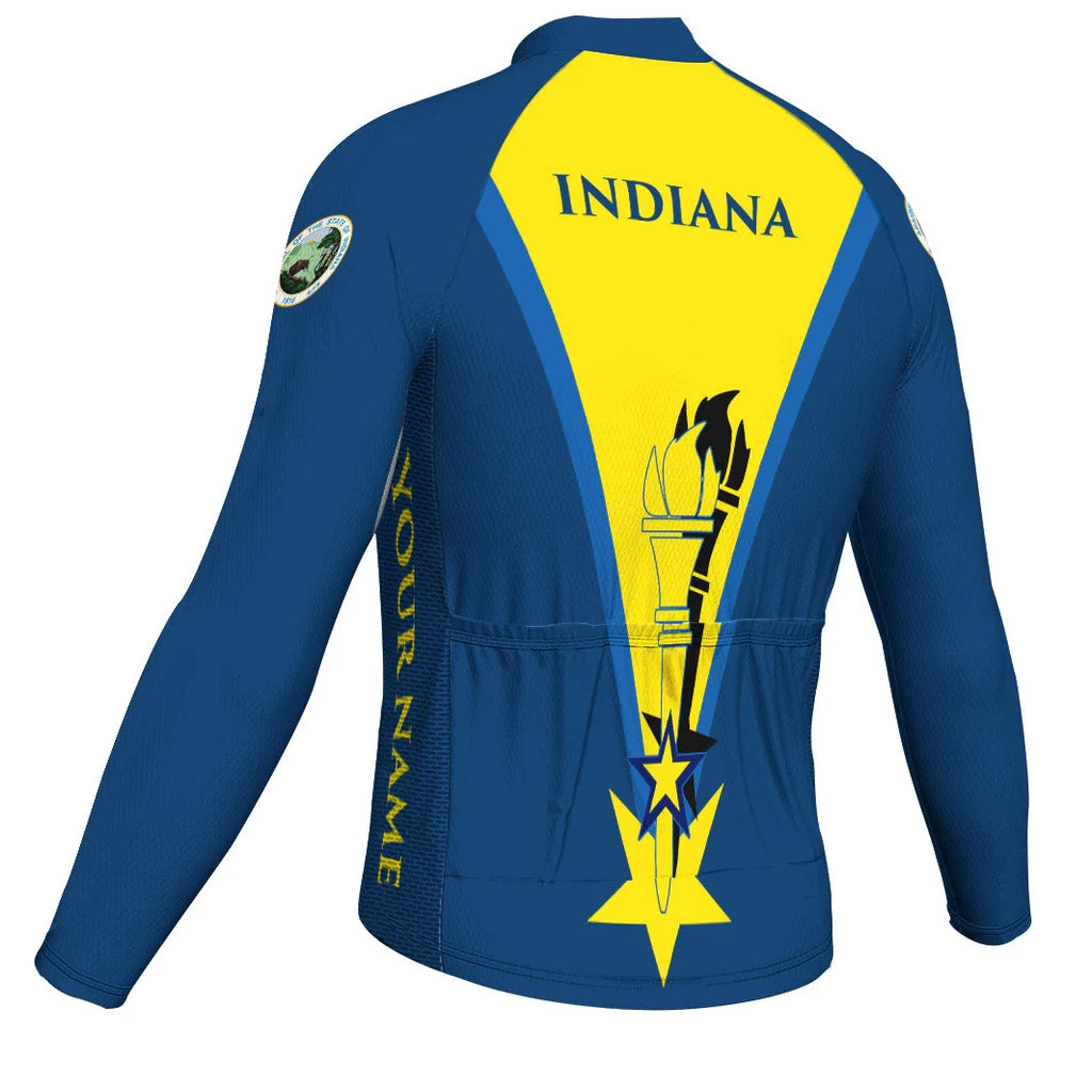 Customized Indiana Men's Winter Thermal Fleece Cycling Jersey Long Sleeve