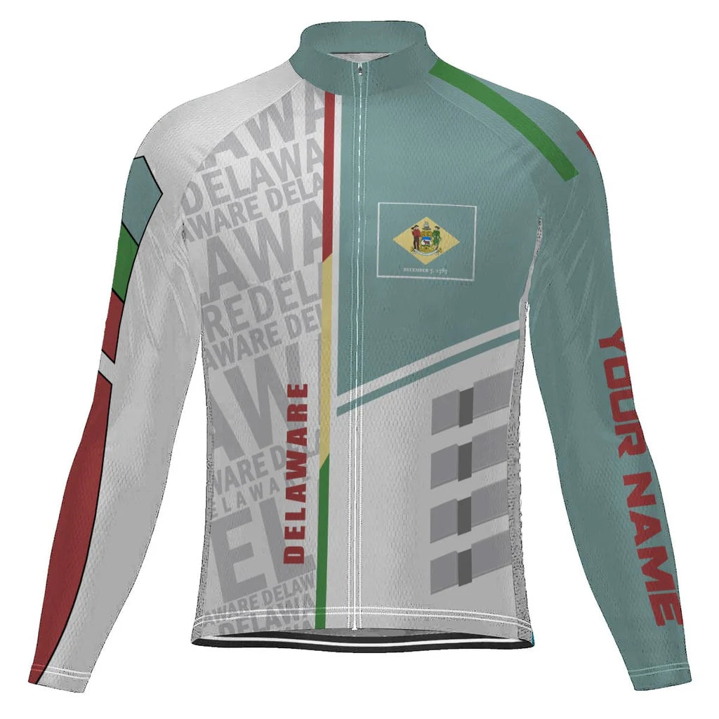 Customized Delaware Men's Winter Thermal Fleece Cycling Jersey Long Sleeve