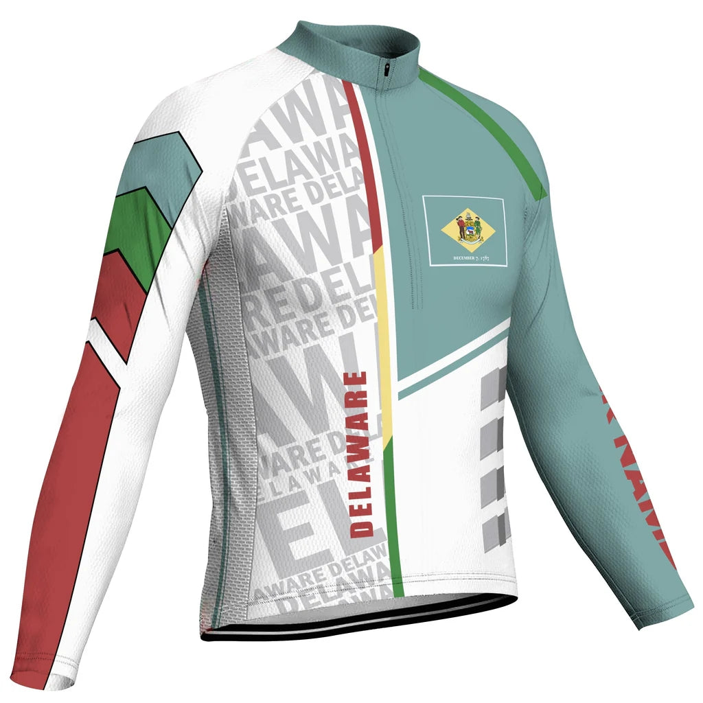 Customized Delaware Men's Winter Thermal Fleece Cycling Jersey Long Sleeve