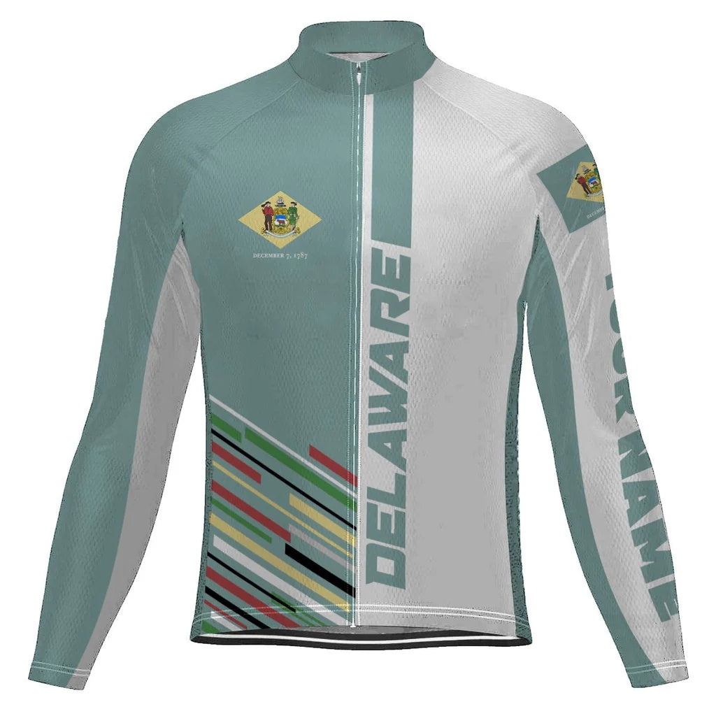 Customized Delaware Men's Winter Thermal Fleece Cycling Jersey Long Sleeve