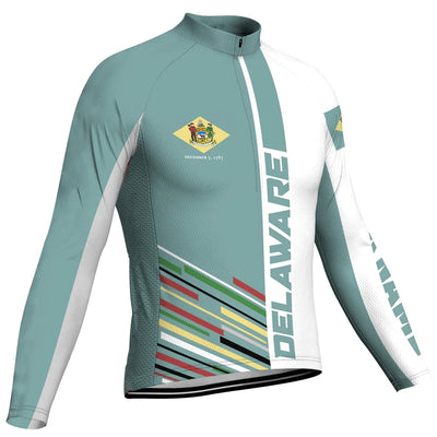 Customized Delaware Men's Winter Thermal Fleece Cycling Jersey Long Sleeve