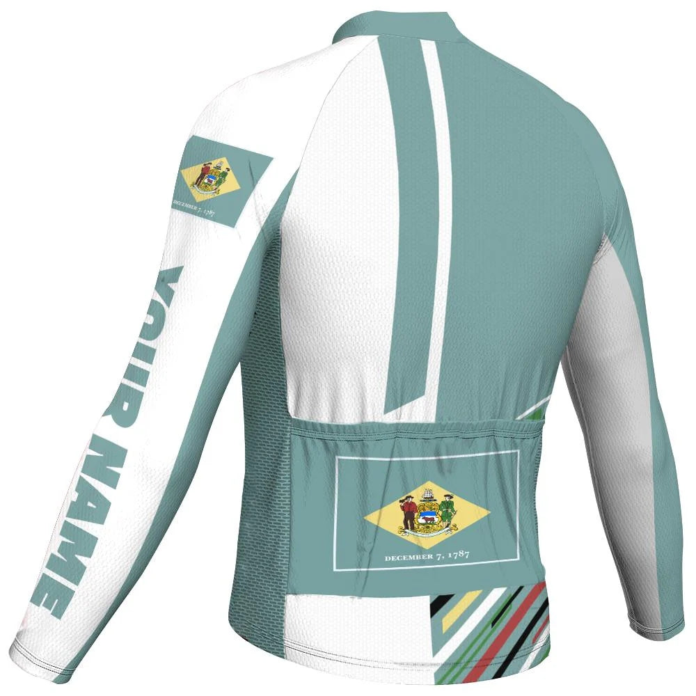 Customized Delaware Men's Winter Thermal Fleece Cycling Jersey Long Sleeve