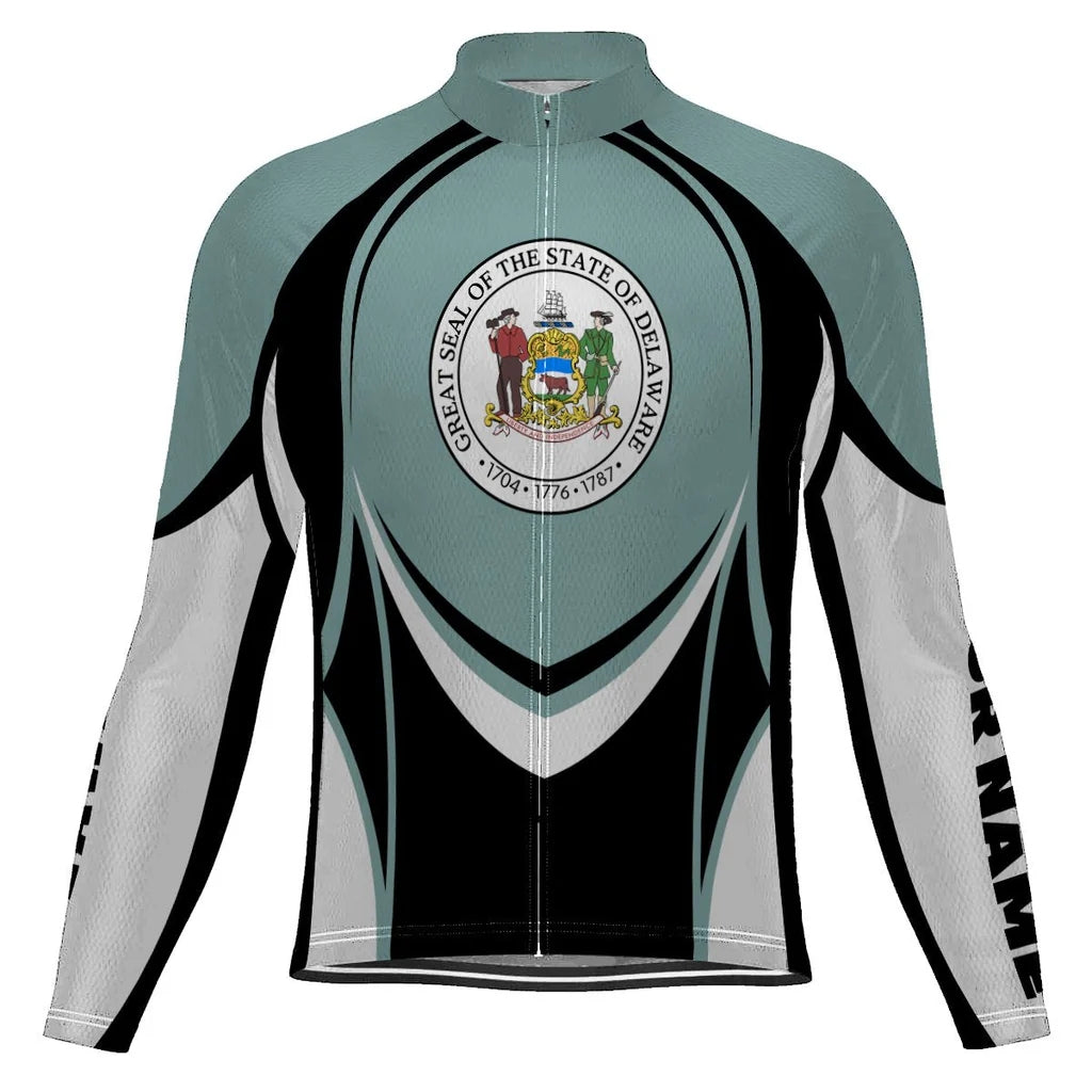 Customized Delaware Men's Winter Thermal Fleece Cycling Jersey Long Sleeve