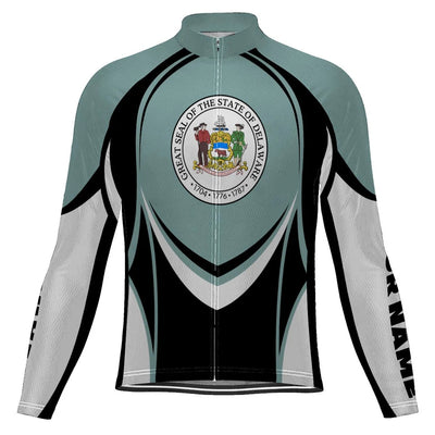 Customized Delaware Men's Winter Thermal Fleece Cycling Jersey Long Sleeve