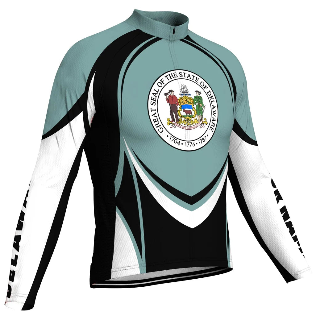 Customized Delaware Men's Winter Thermal Fleece Cycling Jersey Long Sleeve