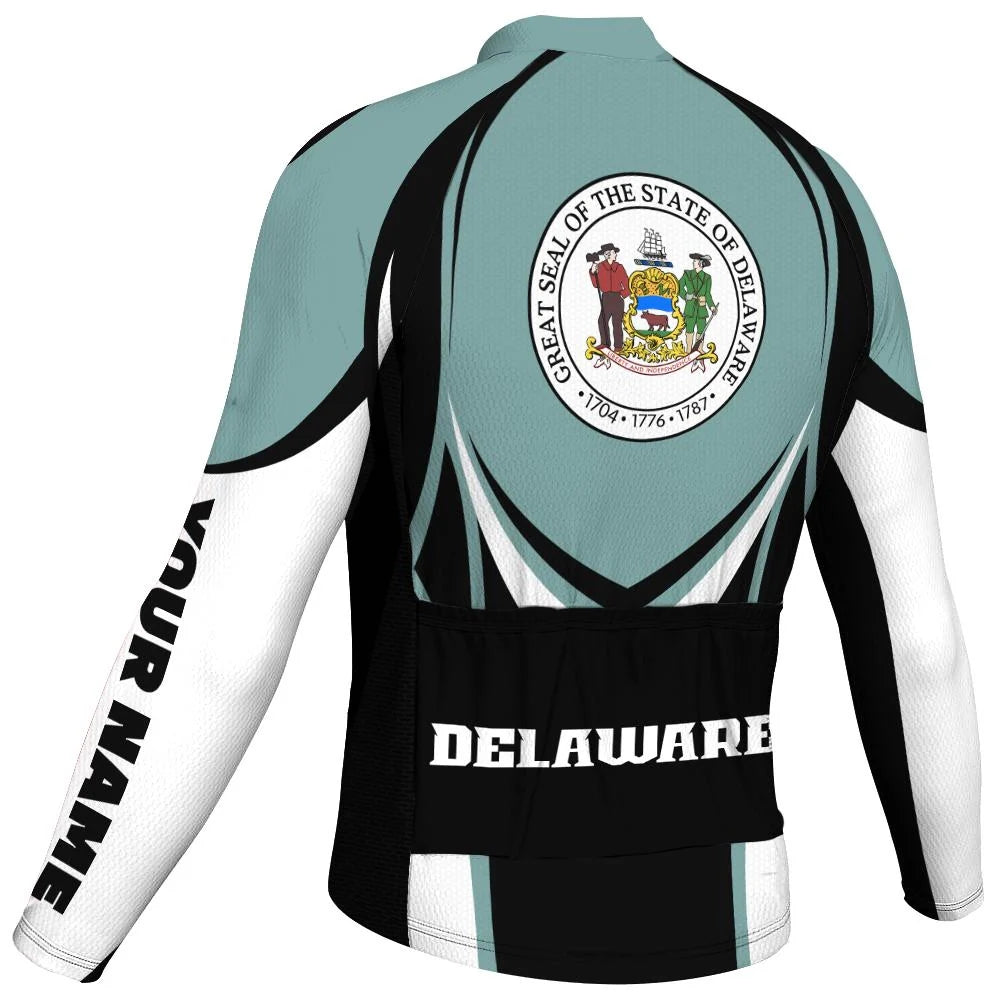 Customized Delaware Men's Winter Thermal Fleece Cycling Jersey Long Sleeve