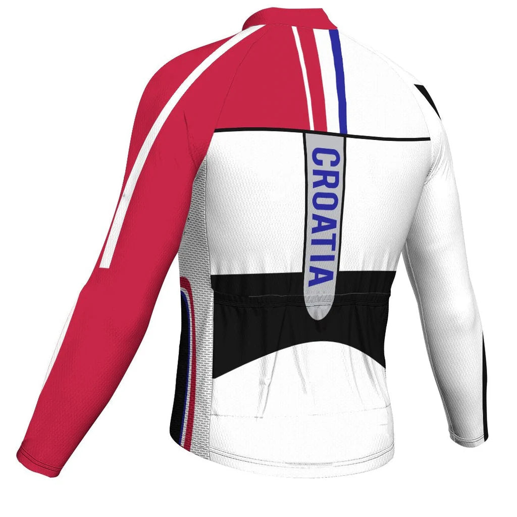 Customized Croatia Men's Winter Thermal Fleece Cycling Jersey Long Sleeve
