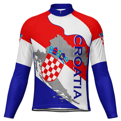 Customized Croatia Men's Winter Thermal Fleece Cycling Jersey Long Sleeve