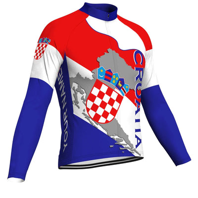 Customized Croatia Men's Winter Thermal Fleece Cycling Jersey Long Sleeve