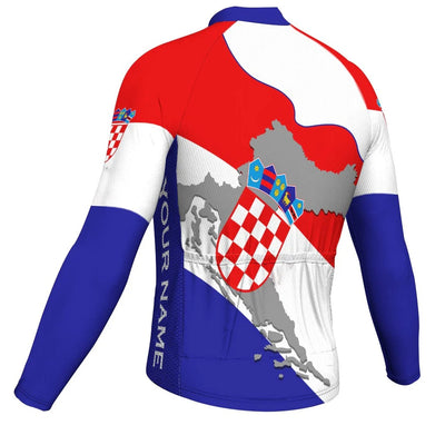 Customized Croatia Men's Winter Thermal Fleece Cycling Jersey Long Sleeve