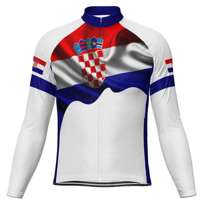 Customized Croatia Men's Winter Thermal Fleece Cycling Jersey Long Sleeve