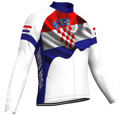 Customized Croatia Men's Winter Thermal Fleece Cycling Jersey Long Sleeve