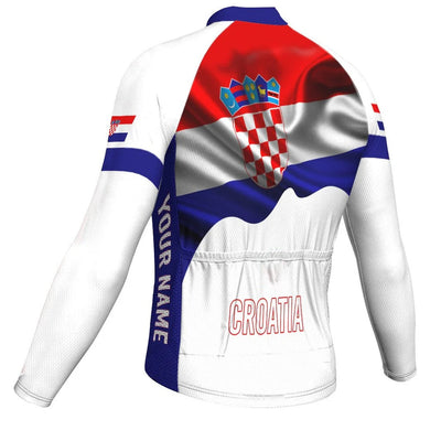Customized Croatia Men's Winter Thermal Fleece Cycling Jersey Long Sleeve