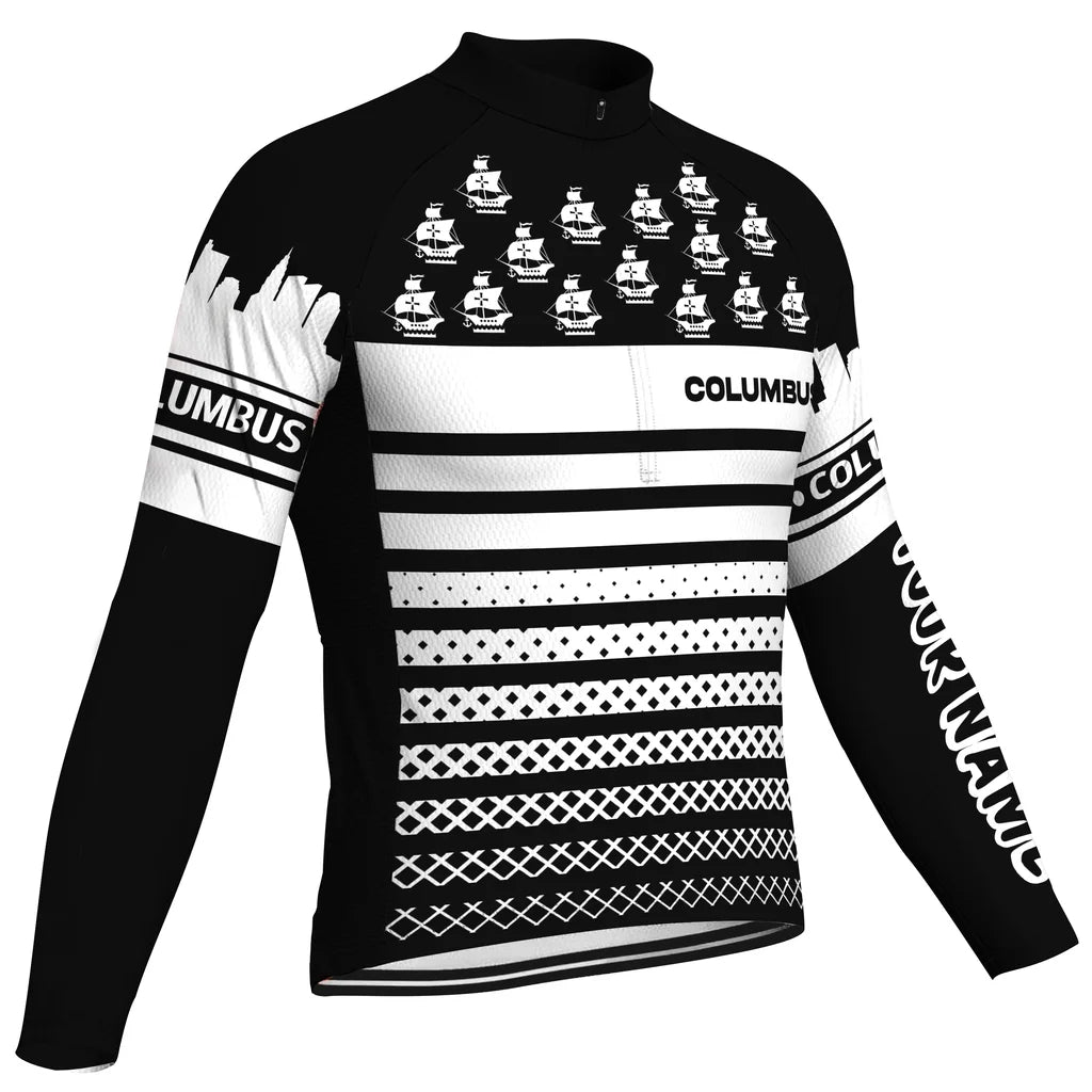 Customized Columbus Men's Winter Thermal Fleece Cycling Jersey Long Sleeve