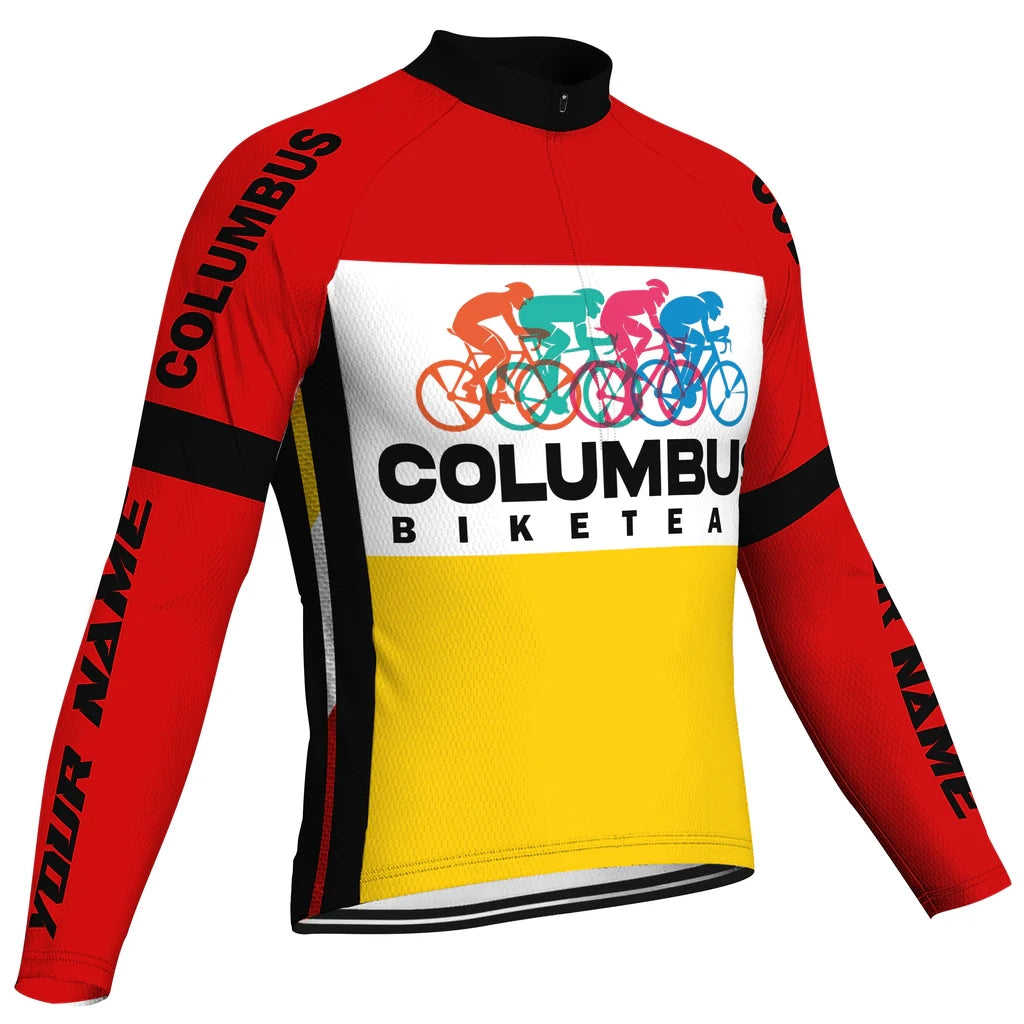 Customized Columbus Men's Winter Thermal Fleece Cycling Jersey Long Sleeve