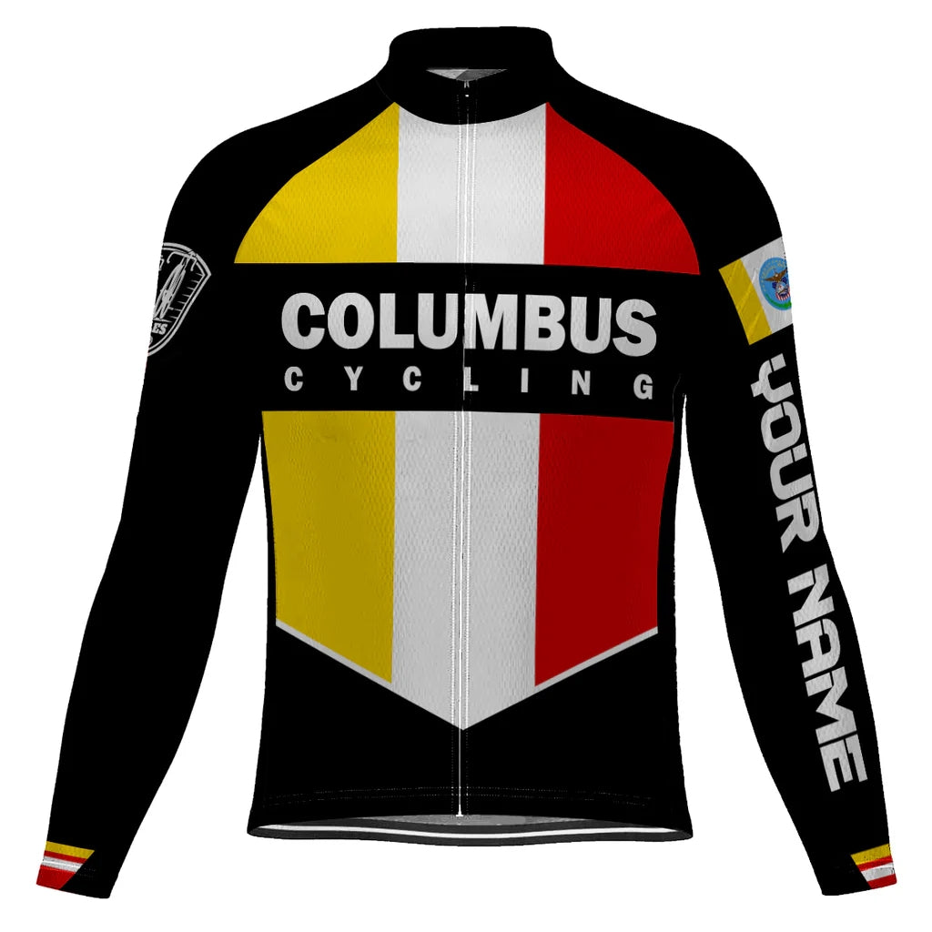 Customized Columbus Men's Winter Thermal Fleece Cycling Jersey Long Sleeve