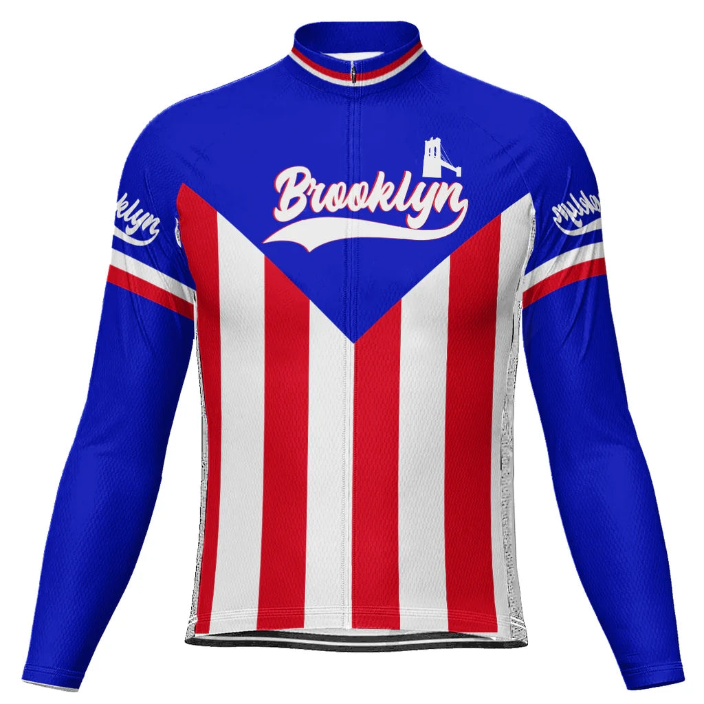 Customized Brooklyn Men's Winter Thermal Fleece Cycling Jersey Long Sleeve