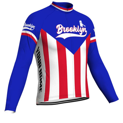Customized Brooklyn Men's Winter Thermal Fleece Cycling Jersey Long Sleeve