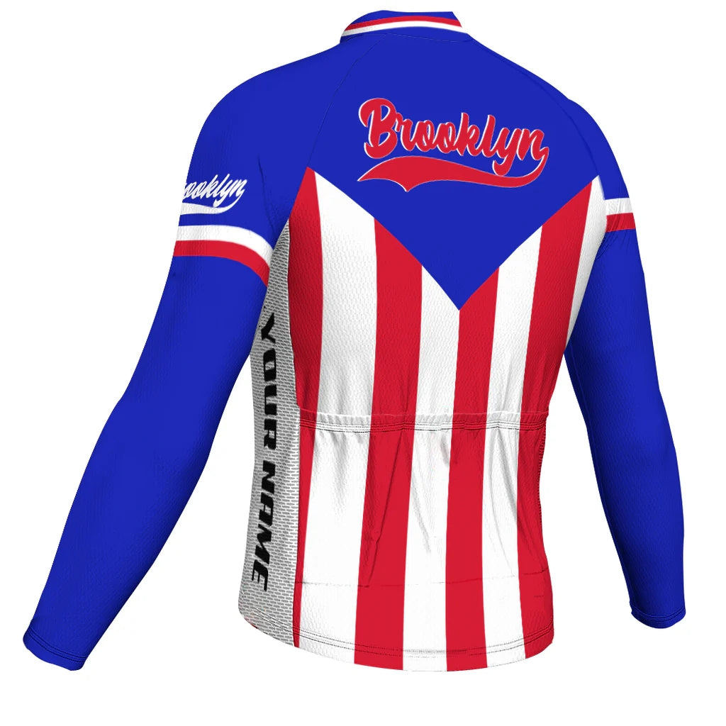 Customized Brooklyn Men's Winter Thermal Fleece Cycling Jersey Long Sleeve
