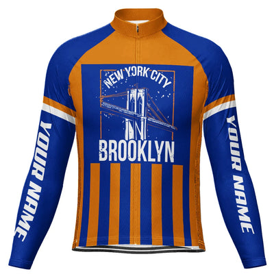 Customized Brooklyn Men's Winter Thermal Fleece Cycling Jersey Long Sleeve
