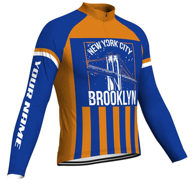 Customized Brooklyn Men's Winter Thermal Fleece Cycling Jersey Long Sleeve