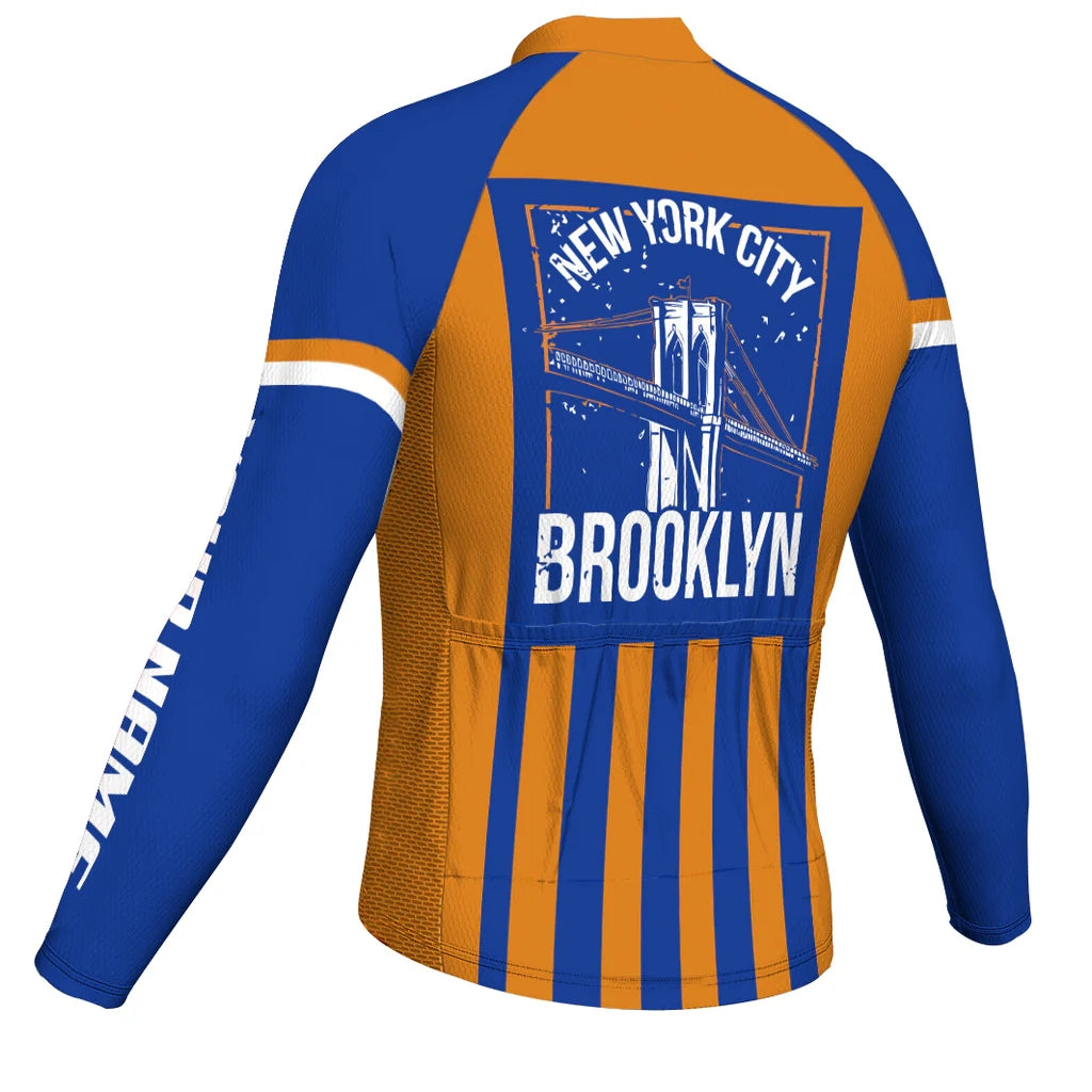 Customized Brooklyn Men's Winter Thermal Fleece Cycling Jersey Long Sleeve