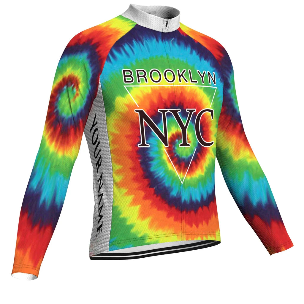 Customized Brooklyn Men's Winter Thermal Fleece Cycling Jersey Long Sleeve