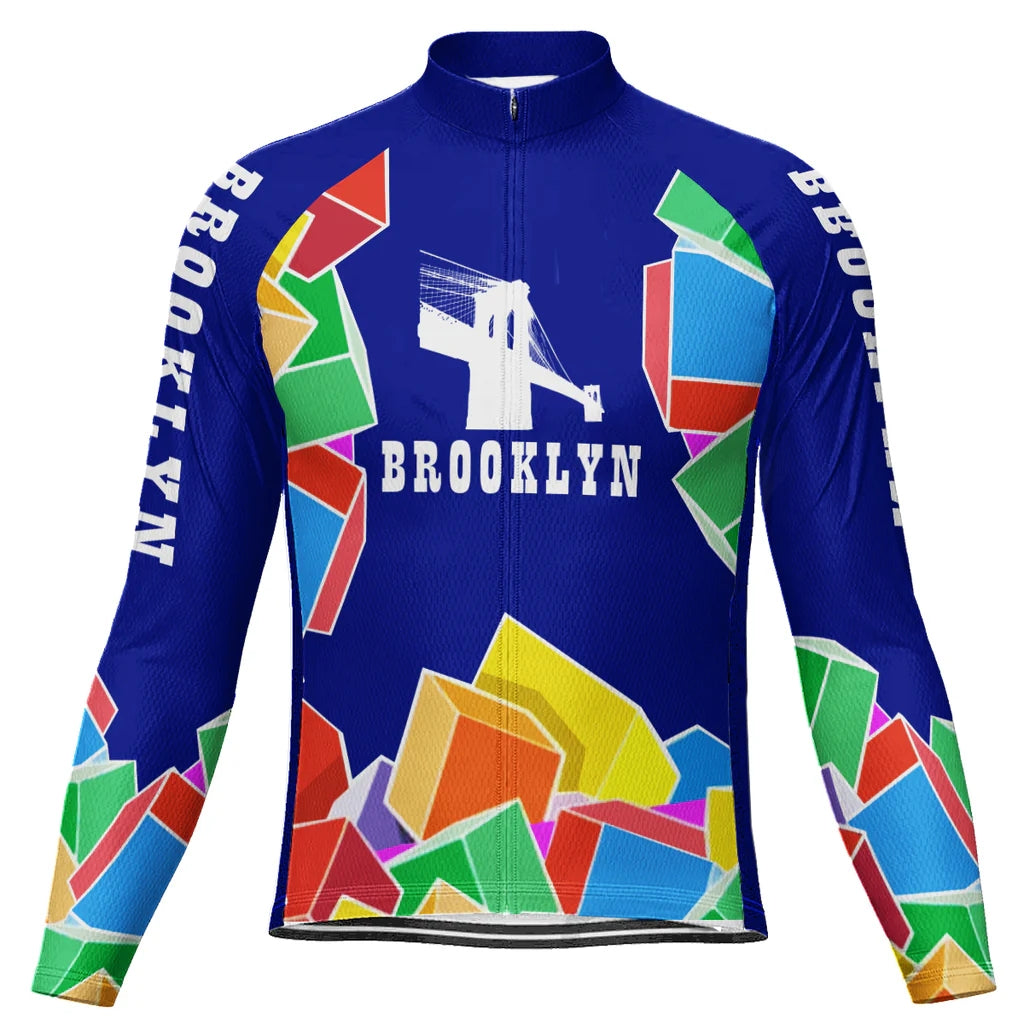 Customized Brooklyn Men's Winter Thermal Fleece Cycling Jersey Long Sleeve